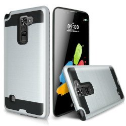 LG Stylus 2 K520, LG G Stylo 2 LS775 Iron Shield Hybrid Case (Silver)